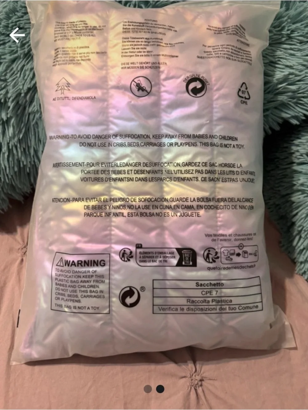 Source Unknown Iridescent Plastic Pouch - Pink and White